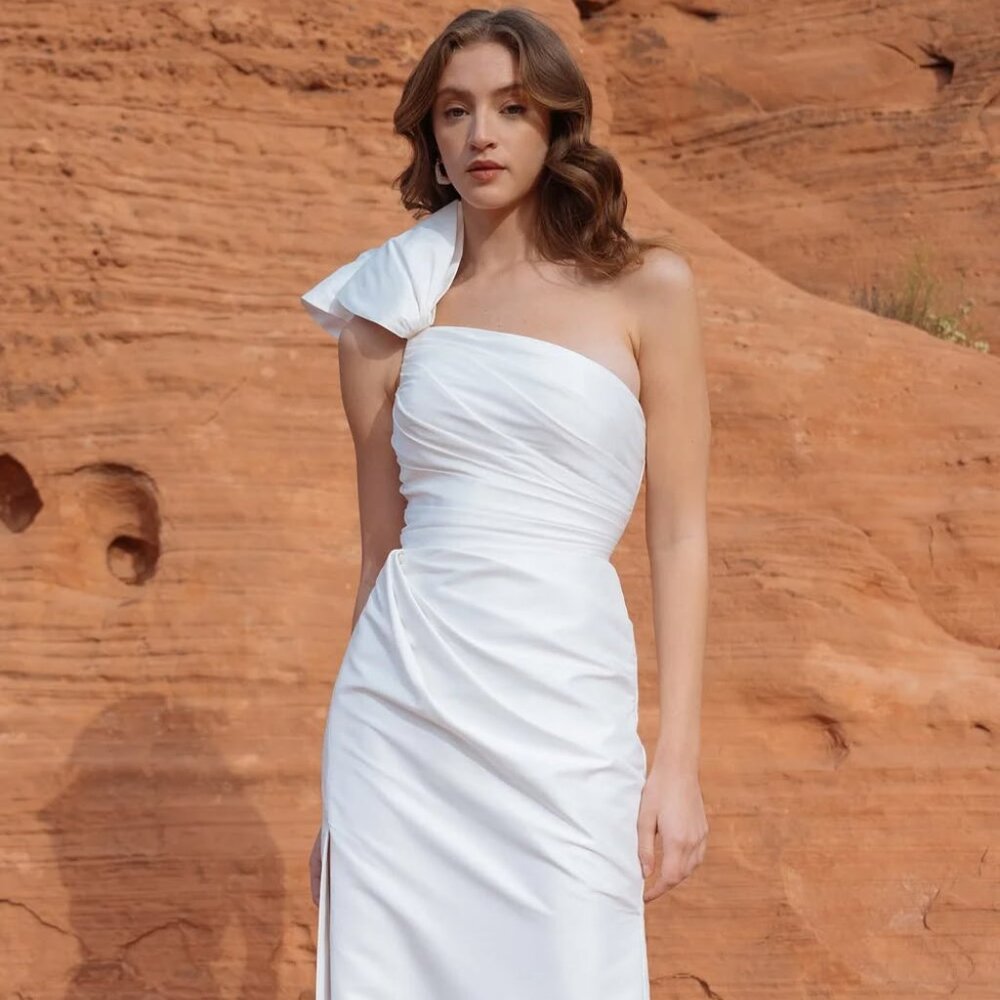 Jenny Yoo Isla Gown with Overskirt Size 10 NEW Taffeta - Picture 5 of 16